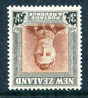 New Zealand 1947-52 King George VI Definitives - 3/- Brown & Grey - Wmk. Sideways Inverted HM (SG 689w) - Neufs