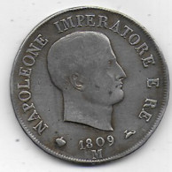 ITALIE   - Napoleone Imperator E Ré  - 5 Lire  1909 M - Napoleontisch