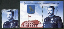 ICELAND  2004 Centenary Of Internal Autonomy MNH / **.  Michel 1053 + Block 34 - Ungebraucht