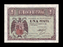 España Spain 1 Peseta Burgos Febrero 1938 Pick 107 Serie C SC- AUNC - 1-2 Peseten