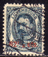 LUXEMBOURG LUSSEMBURGO 1912 1915 GRAND DUKE WILLIAM IV SURCHARGED 62 1/2 On 87 1/2 USED USATO OBLITERE' - 1906 Wilhelm IV.