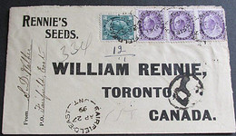 1899 Registered Cover Fairfield East Ont - Toronto Rennie Seeds Advertising - Cartas & Documentos