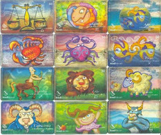 Brazil Telecom 12 Phonecard Complete Series Signs Of Zodiac 2002 Used - Zodiaco