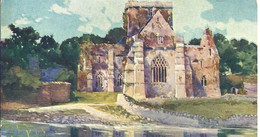 COLOURED ART POSTCARD - HOLY CROSS ABBEY - CO. TIPPERARY - WITH STUCK ON ADVERTISING PARIS LABEL - Tipperary