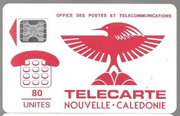 CARTE-PUCE-NOUVELLE-CALEDONIE-80U-NC2B-SC5-6mm-CAGOU ROUGE-V°N° 5 Ge22800 D-Frappe-Utilisé Reste 5U--TBE RARE - Nouvelle-Calédonie