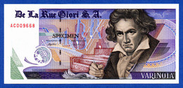 De La Rue Giori S.A. Varinota Beethoven - Red Serial Number - Specimen Test Note Unc - Ficción & Especímenes