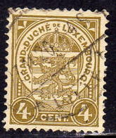 LUXEMBOURG LUSSEMBURGO 1906 1926 1907  COAT OF ARMS STEMMA ARMORIES CENT. 4c USED USATO OBLITERE' - 1906 Guillermo IV