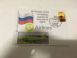 (3 G 32) S7 Russia Airlines All International Flighs Suspended - Postmarked  7-3-2022 - Vliegtuigen