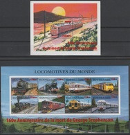 Guinée Guinea 2008 Mi. 6239 - 58 Bl. 1637 Surchargé Overprint Trains Locomotives Eisenbahn Mort De Stephenson Railways - Trains