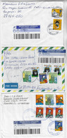 Brazil 2011/2017 3 Registered Cover Many Stamp With 3 Different Barcode Registration Label Priority Blue With Logo - Cartas & Documentos