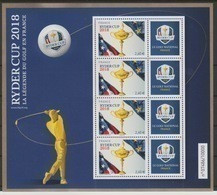 France 2018 - BF YT N°144 Mini-feuillet Numéroté Gaufré Ryder Cup Golf LUXE MNH RARE ! Tirage 10 000 - Ungebraucht