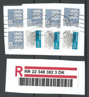 DENMARK Dänemark O 2022 Cover Cut Out With 8 Stamps Queen Margrethe & Coat Of Arms + Registration Label - Gebraucht