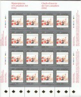 1992 CANADIAN ART «RED NASTURIUMS By David Milne Sc 1419  MNH - Feuilles Complètes Et Multiples