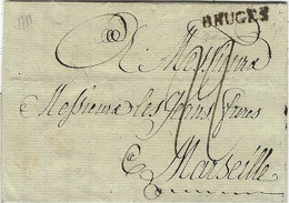 1788- Lettre De BRUGES  25 Mm Noir  Pour Marseille - Taxe 22 D. - 1714-1794 (Austrian Netherlands)