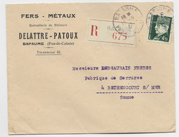 FRANCE PETAIN  4FR50 GRAVE SEUL LETTRE BAPAUME 14.9.1942 PAS DE CALAIS - 1941-42 Pétain