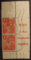 2 Timbres De Carnet. Iris N° 433. 1 F. Pub Publicité Publicitaire Carnet. R&C Fil De Lin - Publicités
