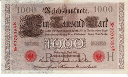 Germany 1000 Mark 1910 VF P-44b "free Shipping Via Registered Air Mail" - 1.000 Mark