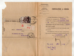TB 3188 - 1952 - LAC - Lettre En Recommandée Du Tribunal De RIOM Pour Mr FROMAGER Avocat à LE PUY EN VELAY - 1921-1960: Moderne