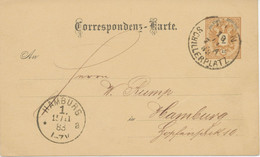 ÖSTERREICH ORTSSTEMPEL „WIEN / SCHILLERPLATZ“ K1 Auf 2 Kr Adler Kab.-GA-Postkarte Nach HAMBURG, 1883 - Lettres & Documents