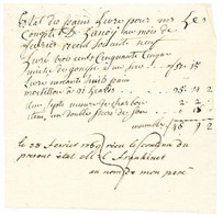Facture De Pain Février 1769 Au Comte De Lanoÿ ( DeLannoy) Par Frankinet Boulanger - ... - 1799