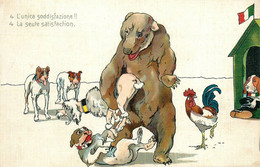 WW1 Guerre 14/18 War * CPA Illustrateur Satirique * L'unica Soddisfazione ! * Ours Bear Chien Dog Humanisés - War 1914-18