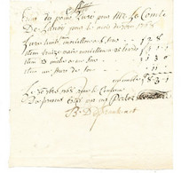 Facture De Pain Septembre 1768 Au Comte De Lanoÿ ( DeLannoy) Par Frankinet Boulanger - ... - 1799