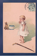 CPA Enfant Avec Pot De Chambre Chamber Pot Scato Scatologie Gaufrée Embossed Circulé - Cartes Humoristiques