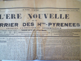 2022 - 1261  JOURNAL  "L'ERE NOUVELLE" Et Le Courrier Des Pyrénées Journal Catholique Et Conservateur  1889   XXX - Non Classés