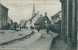 BE WESTVLETEREN / Route De Poperinghe Et Eglise / CARTE ANIMEE - Vleteren