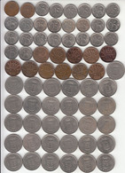 BELGIUM -LOT B 142  DIFFERENT COINS FROM  20 CENTIMES 1953 UP TO 20 FRANCS 1996 (TABEL)+ 8 COINS BONUS, LM1.25 - Collections