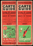 Carte Guide Des Clubs De Tennis Région Parisienne Et Golf De France, 1948 - Geographische Kaarten