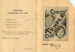 Shirley TEMPLE Club * Carte Ancienne De Membre Actif N°89051 - Künstler