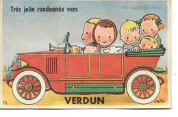 VERDUN  -  CARTE A SYSTEME Dépliant  -  Très Jolie Randonnée Vers Verdun  -   Signée POITRIN - Verdun