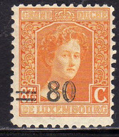 LUXEMBOURG LUSSEMBURGO 1916 1924 STAMPS OF 1906 1919 SURCHARGED WITH NEW VALUE CENT. 80 On 87 1/2c MLH - Autres & Non Classés