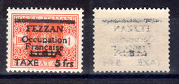 LIBYE - FEZZAN; 16.5.1943; Timbre Taxe, Surchargé, YT N° 5; 5 Frs Sur 1 L, Orange, Selon Scan, Lot 53189 - Unused Stamps