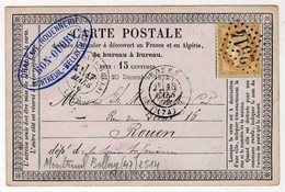 !!! CARTE PRECURSEUR CERES GC 2514 ET CACHET DE MONTREUIL BELLAY (MAINE ET LOIRE ) 1876 - Cartes Précurseurs