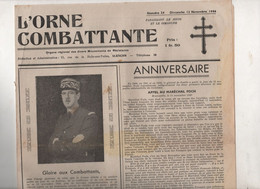 L'ORNE COMBATTANTE 12 11 1944 ALENCON - DISCOURS DE DE GAULLE - COMMEMORATIONS DU 11 NOVEMBRE - FUSILLES PAR LES NAZIS - General Issues