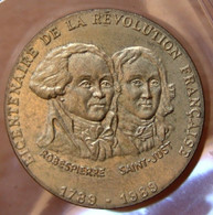 Jeton Bicentenaire De La Révolution Française - 1789-1989 - ROBESPIERRE - SAINT-JUST - Professionnels / De Société