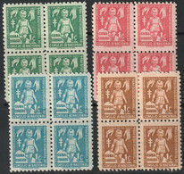 Cuba 1956 Sc RA30-3 Yt Bienfaisance 28-31 Postage Tax Set Blocks MNH** Some Ink On Gum - Beneficiencia (Sellos De)