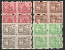 Cuba 1958 Sc RA39-42 Yt Bienfaisance 36-9 Postage Tax Set Blocks MNH** Some Ink On Gum - Beneficenza