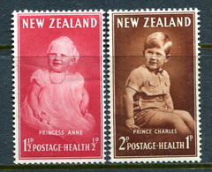 New Zealand 1952 Health - Princess Anne & Prince Charles Set HM (SG 710-711) - Ongebruikt