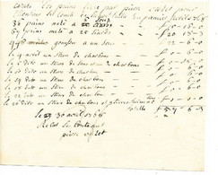 Facture De Pain Avril 1768 Au Comte De Lanoit ( DeLannoy) Par Frankinet Boulanger - ... - 1799