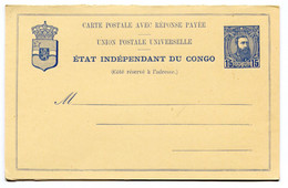 RC 22446 CONGO BELGE ENTIER POSTAL AVEC REPONSE PAYÉE NEUVE TB - Interi Postali