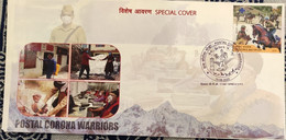 India 2020 *** Corona Warriors Coronavirus Covid-19 Message Mask Doctor Virus Cover  (**) Inde Indien - Covers & Documents