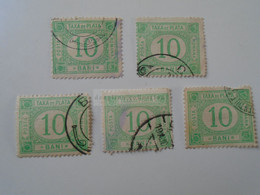 D188806    Timbres - Roumanie - 1887 - Taxa De Plata - 10 Bani    -Romania  Postage Due   Lot Of 5 Stamps - Postage Due