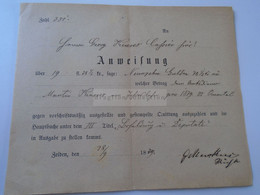 ZA394.10 Old Document - Anweisung Transfer  - 1879  ZEIDEN - CODLEA Feketehalom - Romania - Autriche