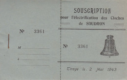 51 : Soudron : Carnet De Bons De Souscription Pour électrification Des Cloches   ///  Réf.  Mars   22 //  N° 19.174 - Altri & Non Classificati