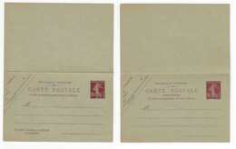 20c + 20c Brun Semeuse Carte Postale Entier AVEC Réponse Payée Sans Date Yv 139-CPRP1 Storch H4 - Cartes Postales Types Et TSC (avant 1995)