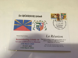(3 G 37) (Australia) COVID-19 In La Réunion - 2nd Anniversary (1 Cover La Réunion Flag Stamp) Dated 11th March 2022 - Disease