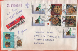 ARGENTINA - 2004 - 10 Stamps - Registered - Big Fragment - Viaggiata Da Bahía Blanca Per Brussels, Belgium - Cartas & Documentos
